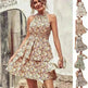 Summer Printed Halter Dress Fashion Boho Backless Ruffled A-Line Beach Dresses For Womens Clothing - EX-STOCK CANADA