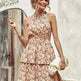 Summer Printed Halter Dress Fashion Boho Backless Ruffled A-Line Beach Dresses For Womens Clothing - EX-STOCK CANADA