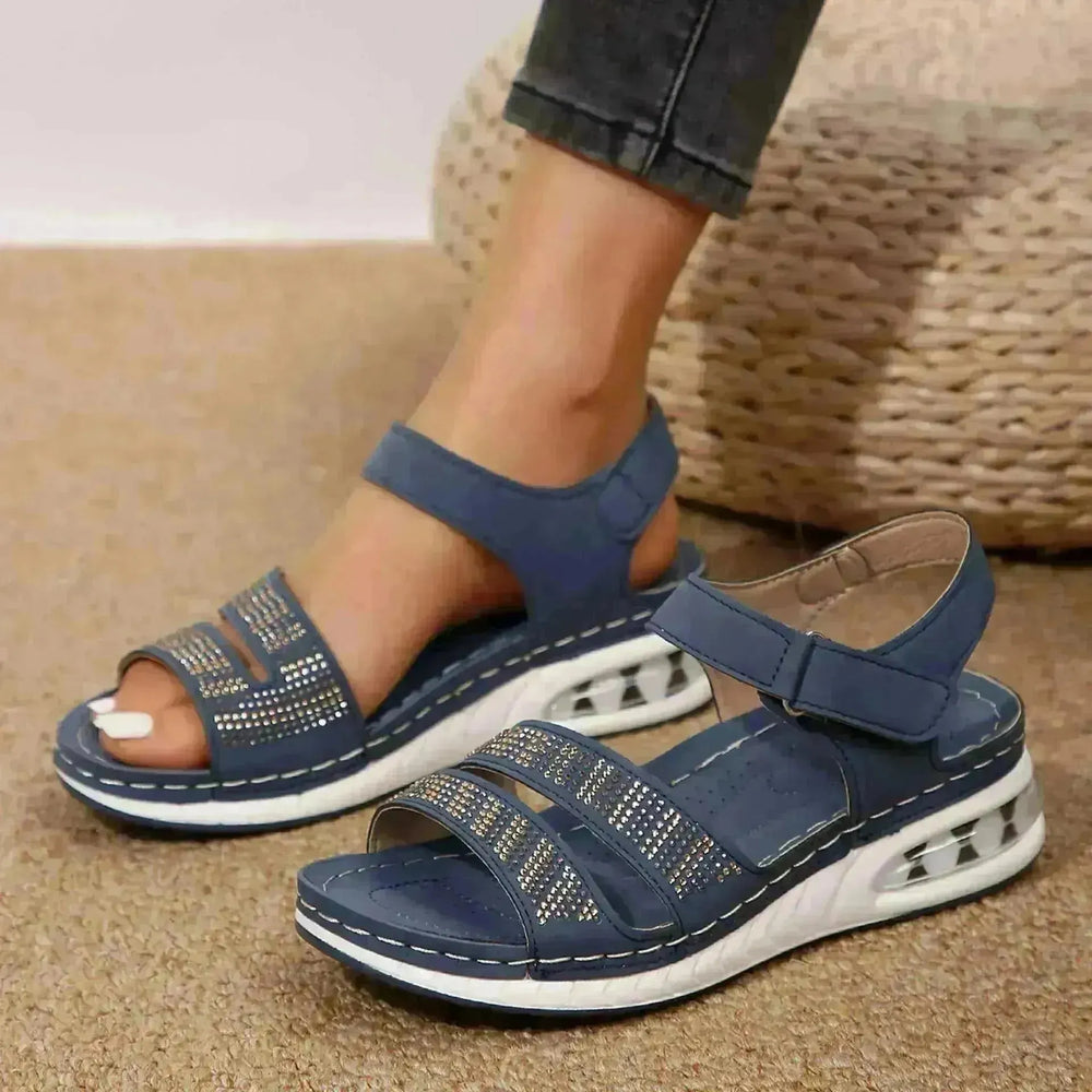 Summer Rhinestone Wedges Sandals Casual Sports Air Cushion Bottom Beach Shoes For Women Roman Sandals - EX-STOCK CANADA