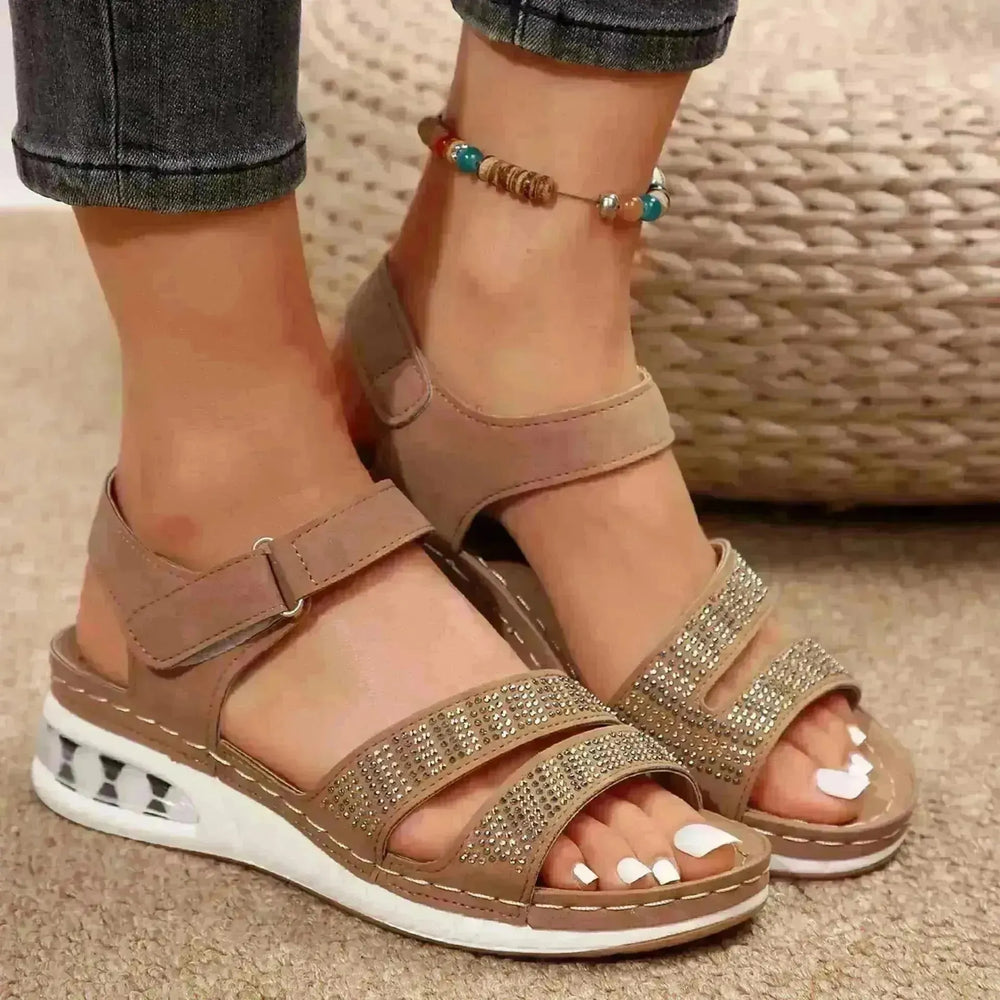 Summer Rhinestone Wedges Sandals Casual Sports Air Cushion Bottom Beach Shoes For Women Roman Sandals - EX-STOCK CANADA