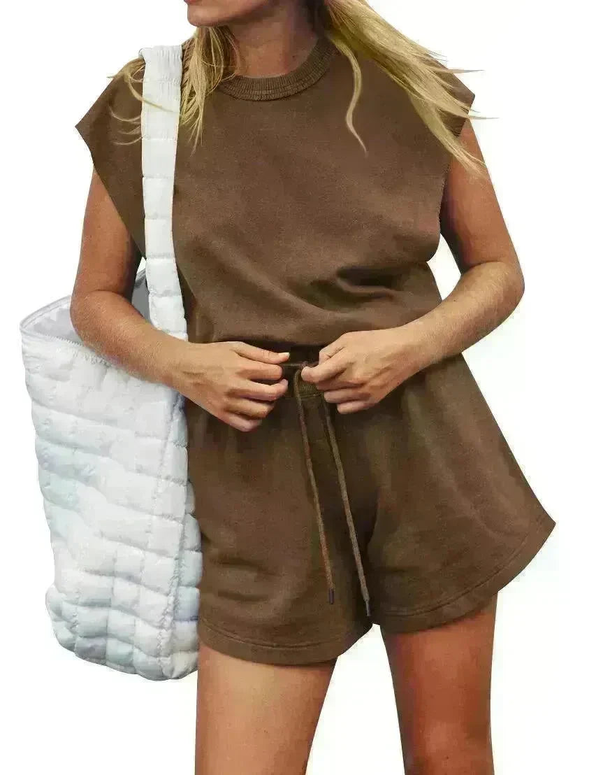 Summer Sleeveless Cotton Backless Short Women Jumpsuit Casual Loose Top And Drawstring Shorts Overall For Womens Clothing - EX-STOCK CANADA