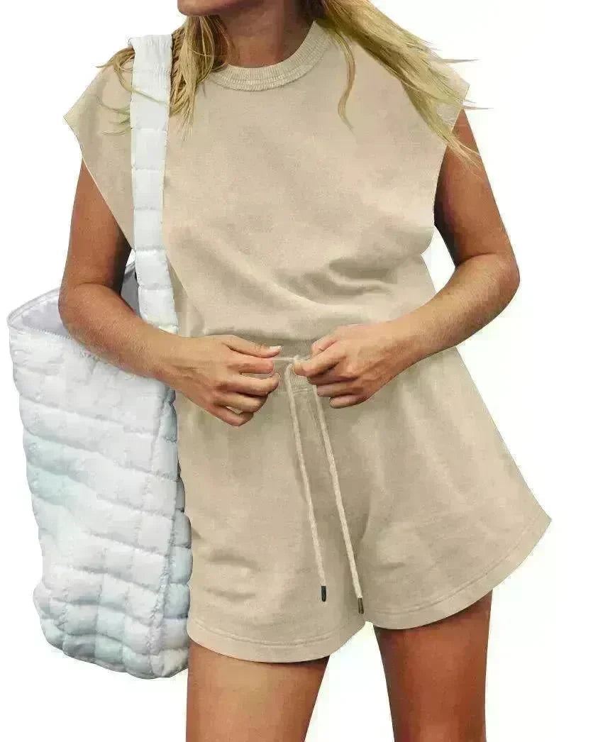 Summer Sleeveless Cotton Backless Short Women Jumpsuit Casual Loose Top And Drawstring Shorts Overall For Womens Clothing - EX-STOCK CANADA