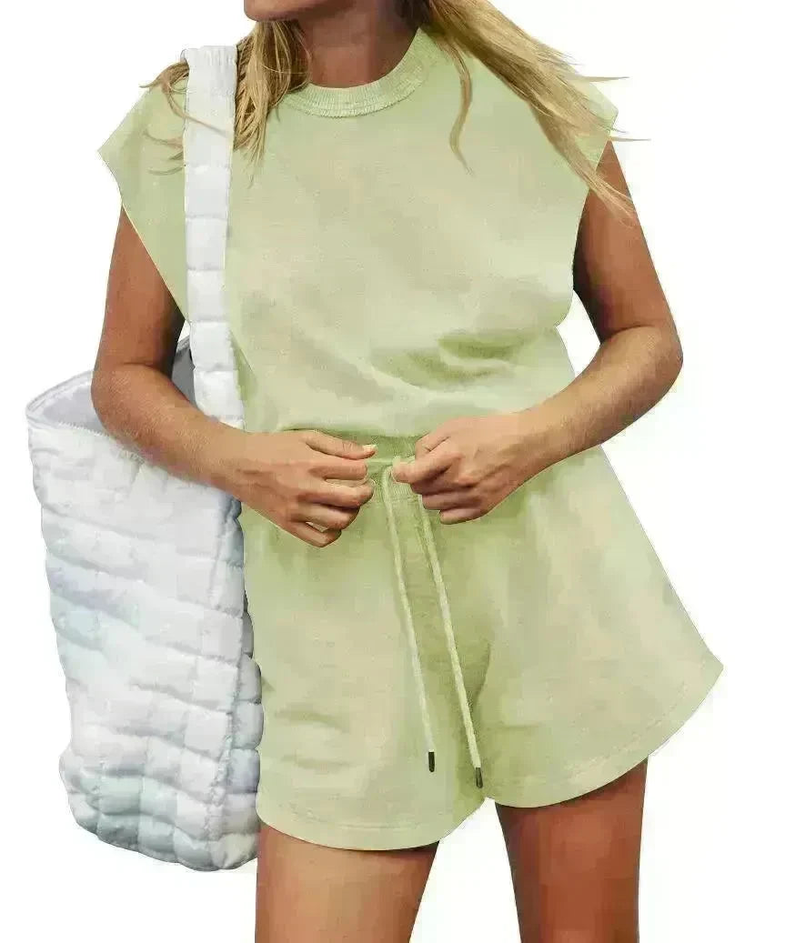 Summer Sleeveless Cotton Backless Short Women Jumpsuit Casual Loose Top And Drawstring Shorts Overall For Womens Clothing - EX-STOCK CANADA