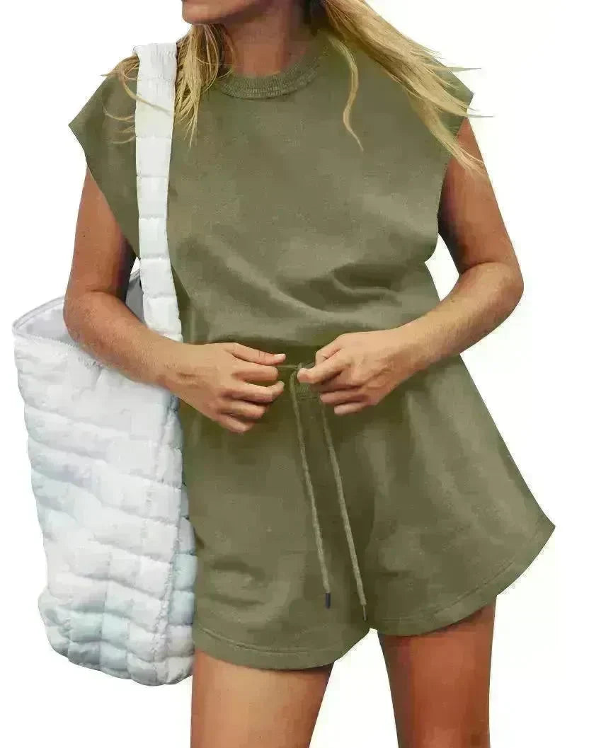 Summer Sleeveless Cotton Backless Short Women Jumpsuit Casual Loose Top And Drawstring Shorts Overall For Womens Clothing - EX-STOCK CANADA