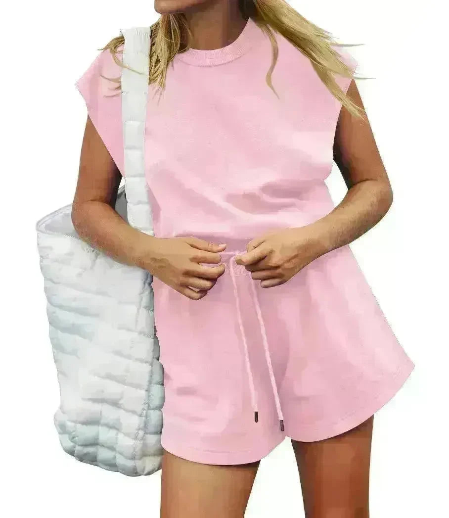 Summer Sleeveless Cotton Backless Short Women Jumpsuit Casual Loose Top And Drawstring Shorts Overall For Womens Clothing - EX-STOCK CANADA