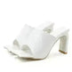 Summer Spring Plain Thick High Heel Slide Slippers Sandals. - EX-STOCK CANADA