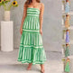 Summer Striped Printed Suspender Long Dress With Pockets Fashion Square Neck Backless Dresses For Beach Vacation Women Clothing - EX-STOCK CANADA