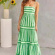 Summer Striped Printed Suspender Long Dress With Pockets Fashion Square Neck Backless Dresses For Beach Vacation Women Clothing - EX-STOCK CANADA