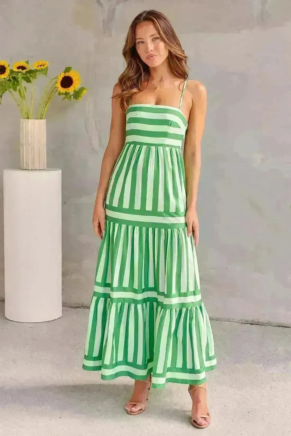 Summer Striped Printed Suspender Long Dress With Pockets Fashion Square Neck Backless Dresses For Beach Vacation Women Clothing - EX-STOCK CANADA