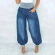 Summer Thin Loose Wide-leg Pants Harem Pants Elastic Waist Denim Trousers Women - EX-STOCK CANADA