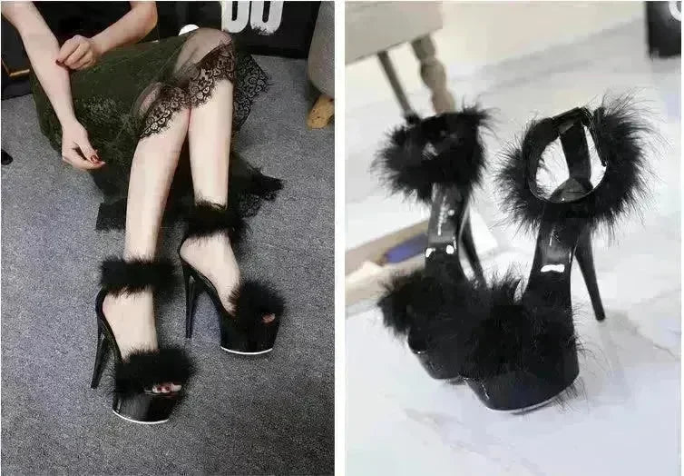 Super High Heel Plush Sandals Women's Thin Heel - EX-STOCK CANADA