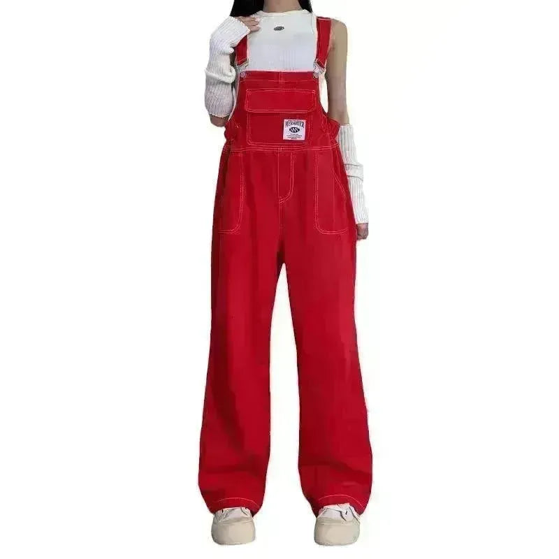 Suspender Pants High Waist Loose Straight Slimming Women - EX-STOCK CANADA