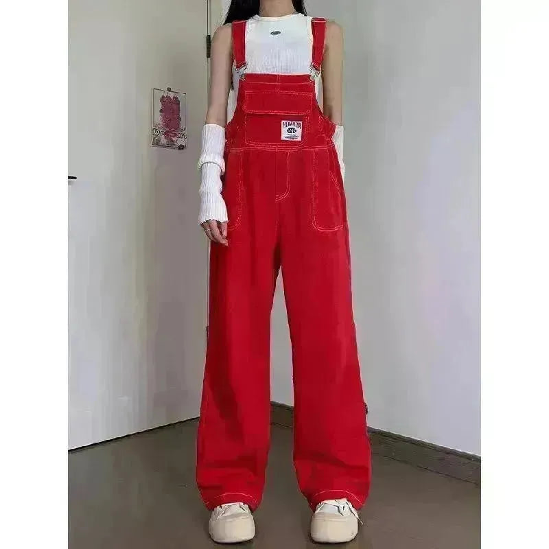 Suspender Pants High Waist Loose Straight Slimming Women - EX-STOCK CANADA