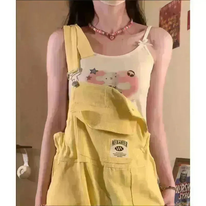 Suspender Pants High Waist Loose Straight Slimming Women - EX-STOCK CANADA