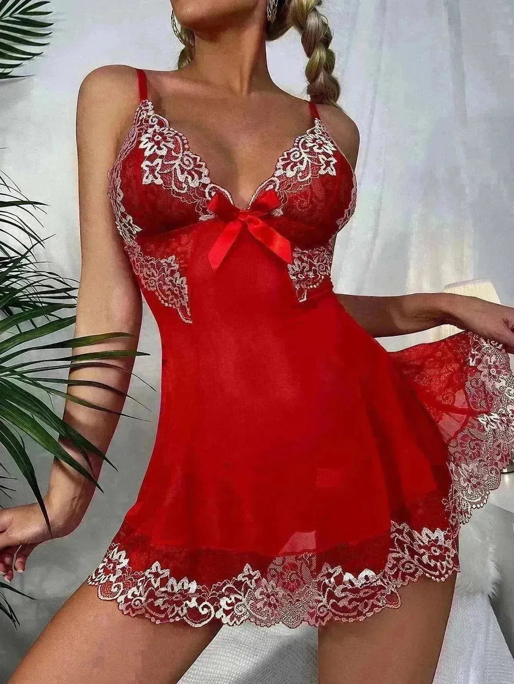 Suspender V-neck Underwear Lace Lingerie - EX-STOCK CANADA