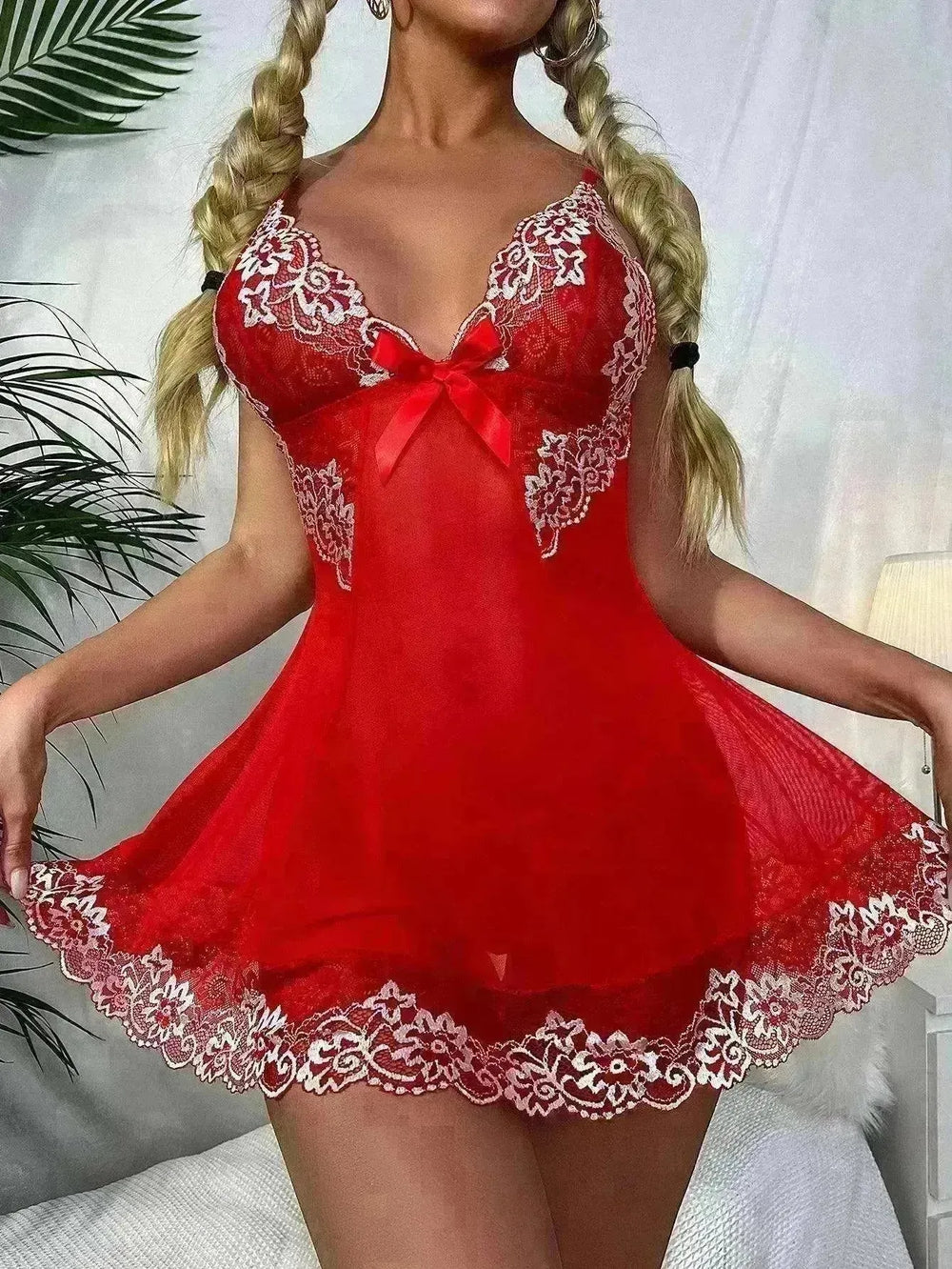 Suspender V-neck Underwear Lace Lingerie - EX-STOCK CANADA