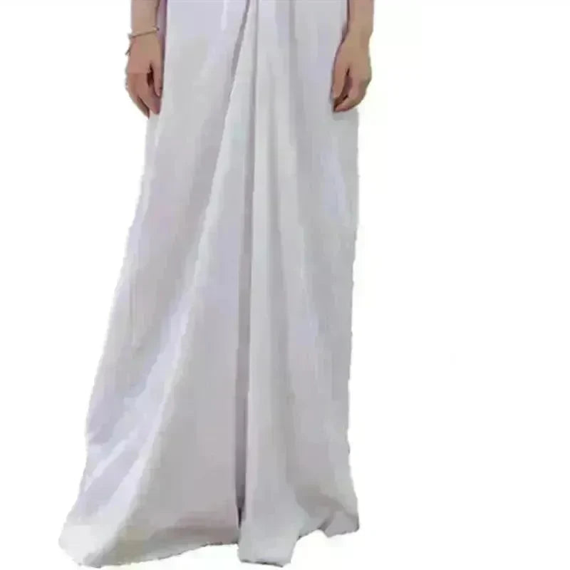 Temperament commute Middle East Arab Dubai Abaya Dress White Sleeveless Pleated Bottoming Vest Lined Dress - EX-STOCK CANADA