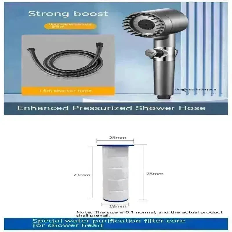The Third Gear Adjustable Strong Supercharged Shower Head Household Bath Shower Hose Shower Head - EX-STOCK CANADA