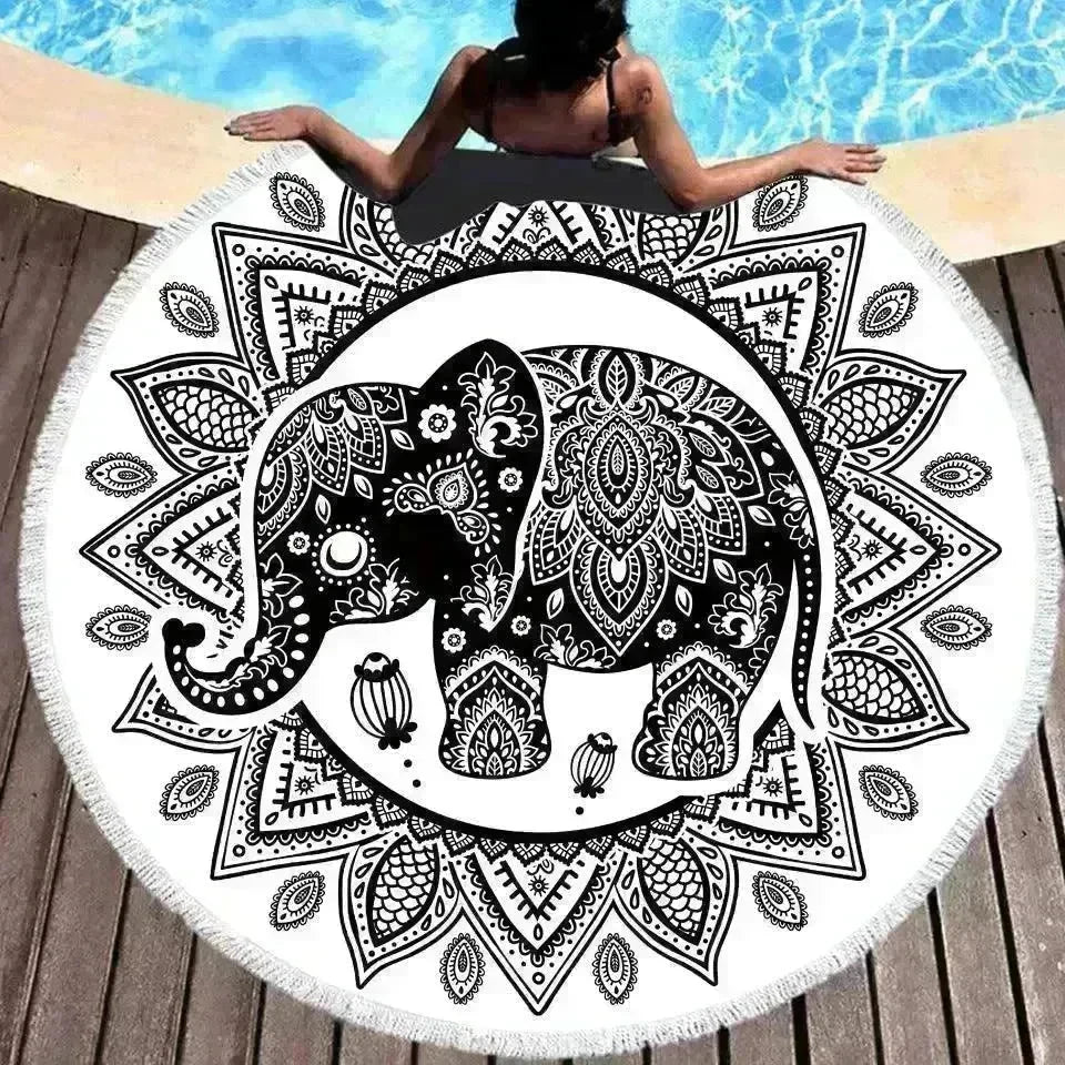 Tie-dye Colorful Digital Printing Microfiber Round Beach Towel - EX-STOCK CANADA