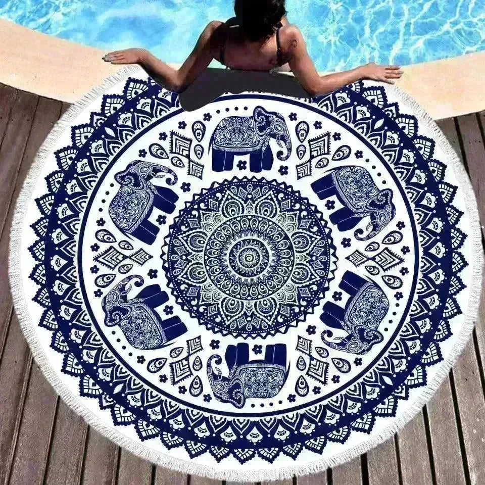 Tie-dye Colorful Digital Printing Microfiber Round Beach Towel - EX-STOCK CANADA
