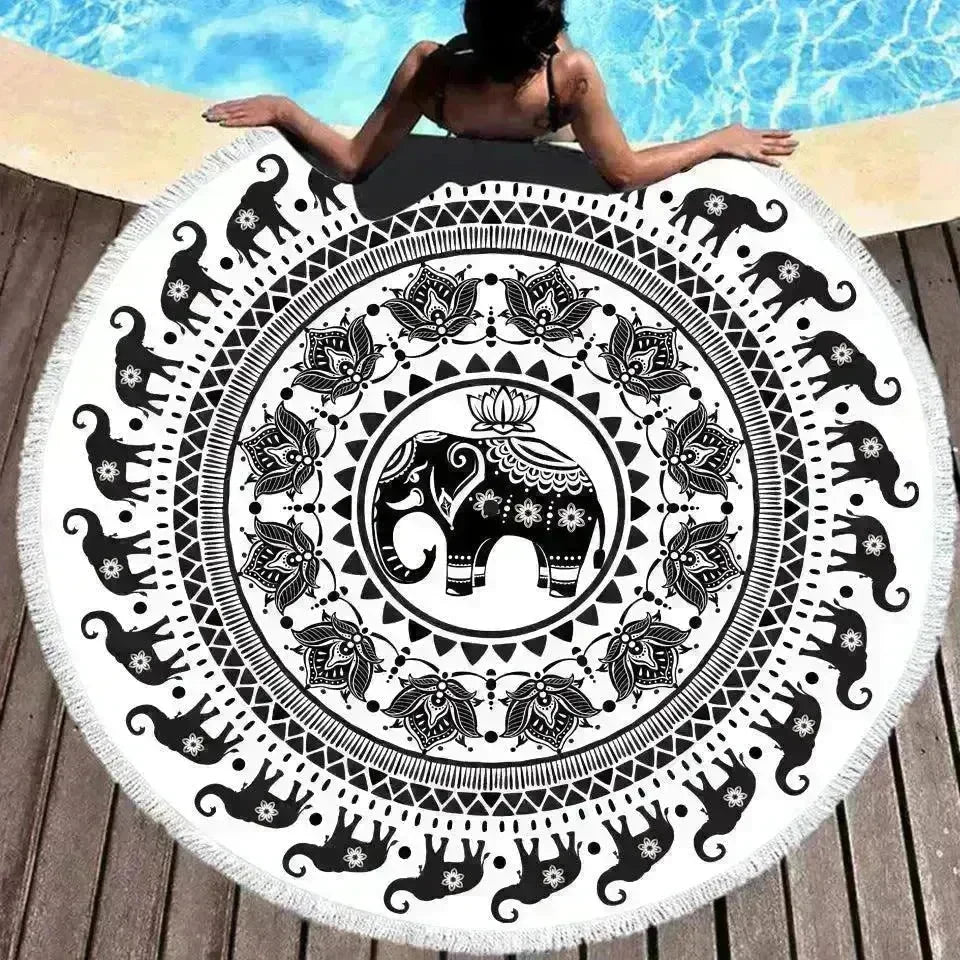 Tie-dye Colorful Digital Printing Microfiber Round Beach Towel - EX-STOCK CANADA