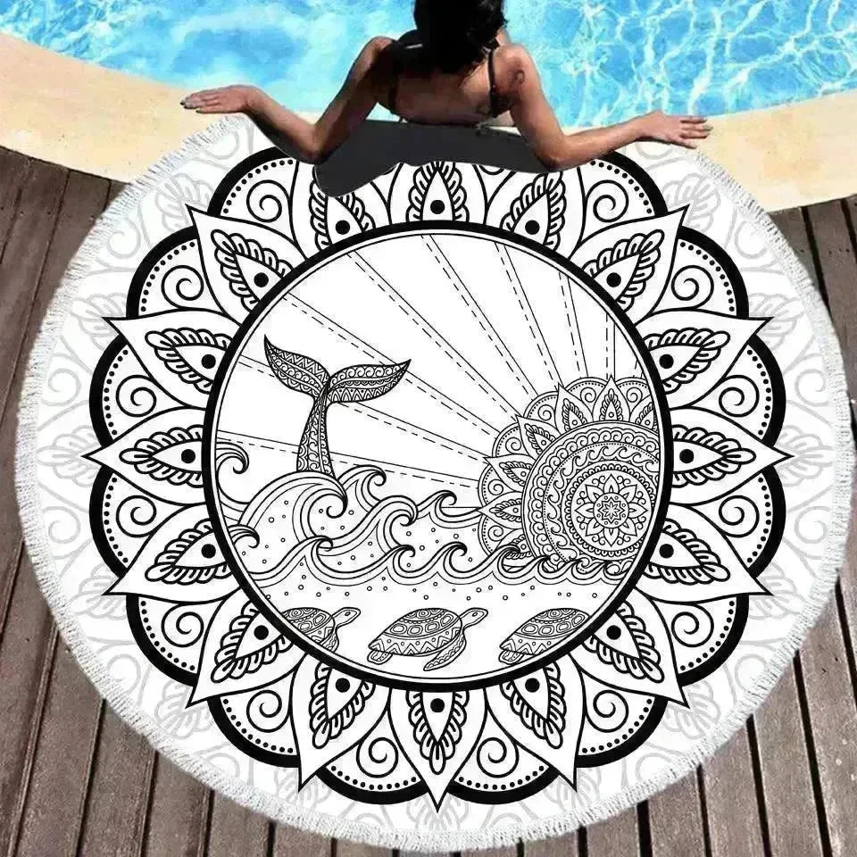 Tie-dye Colorful Digital Printing Microfiber Round Beach Towel - EX-STOCK CANADA