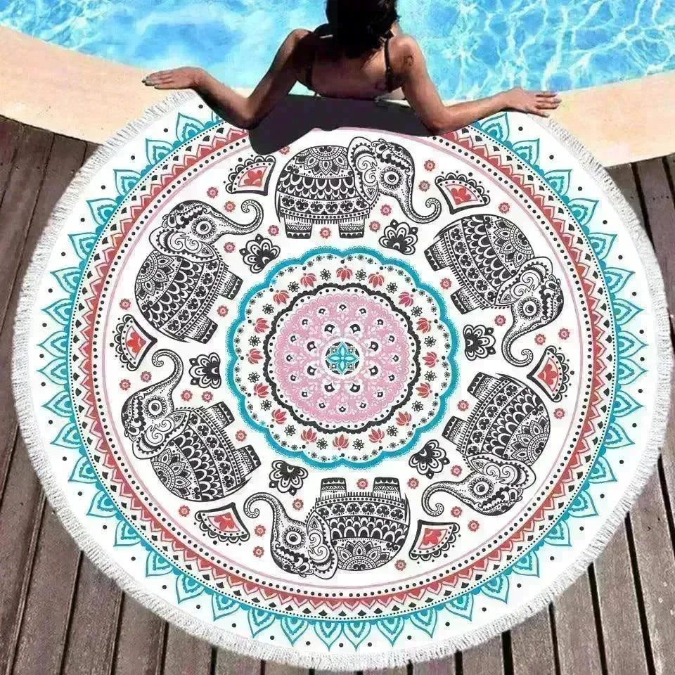 Tie-dye Colorful Digital Printing Microfiber Round Beach Towel - EX-STOCK CANADA