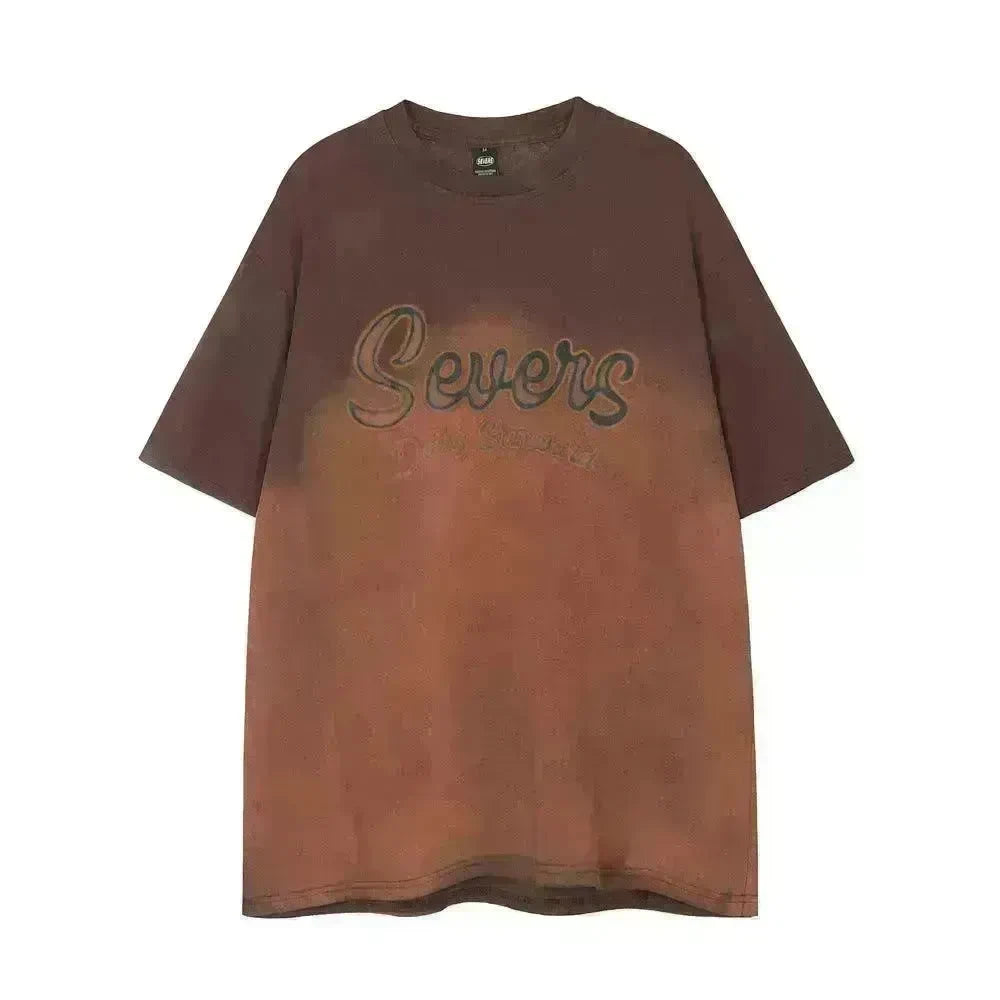 Tie-dye Gradient Short-sleeved T-shirt Idle Style - EX-STOCK CANADA