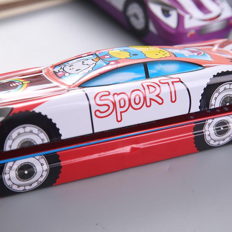 Tinplate Car Trolley Double-layer Stationery Box Racing Shape Pencil Case Cartoon Pattern Pencil Case - EX-STOCK CANADA