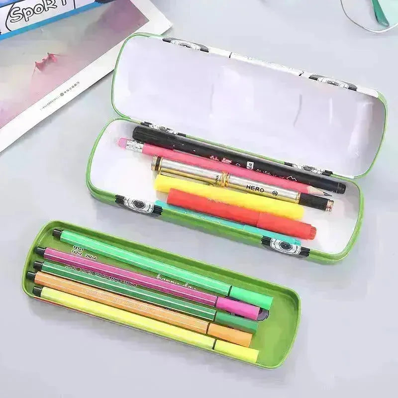 Tinplate Car Trolley Double-layer Stationery Box Racing Shape Pencil Case Cartoon Pattern Pencil Case - EX-STOCK CANADA