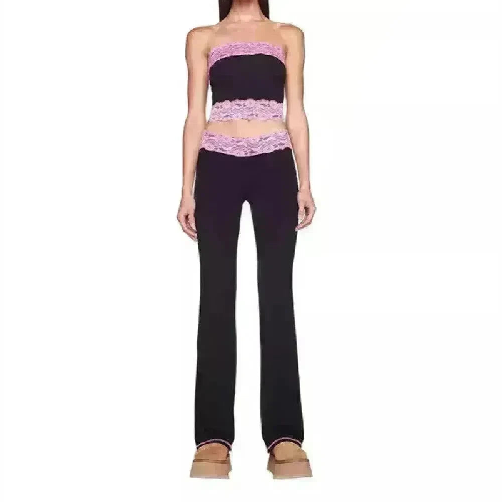 Top Bootleg Pants Suit Two-piece Set - EX-STOCK CANADA