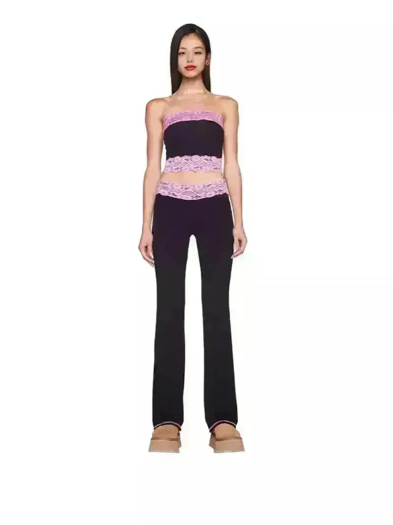 Top Bootleg Pants Suit Two-piece Set - EX-STOCK CANADA