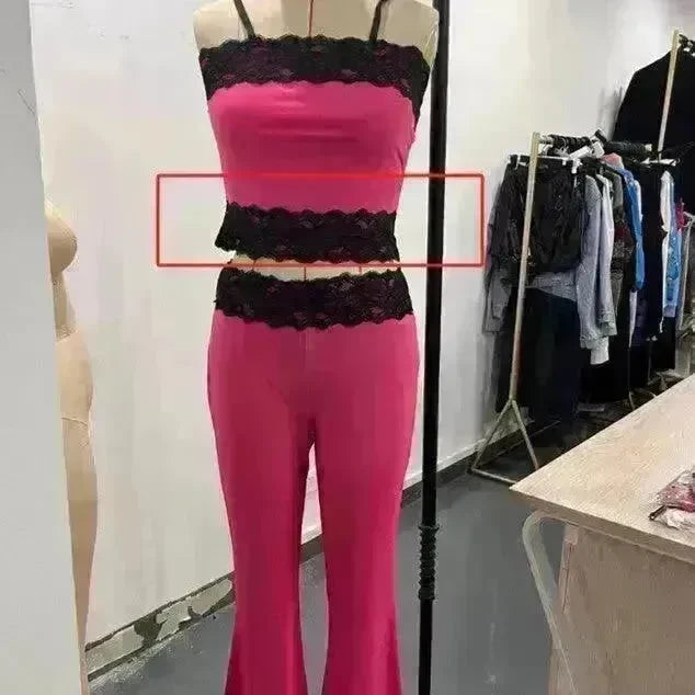 Top Bootleg Pants Suit Two-piece Set - EX-STOCK CANADA