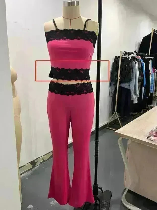 Top Bootleg Pants Suit Two-piece Set - EX-STOCK CANADA