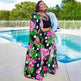 Trendy European and American Ruffle Sleeve Women's Printed Pants Coat Set - EX-STOCK CANADA