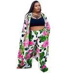 Trendy European and American Ruffle Sleeve Women's Printed Pants Coat Set - EX-STOCK CANADA