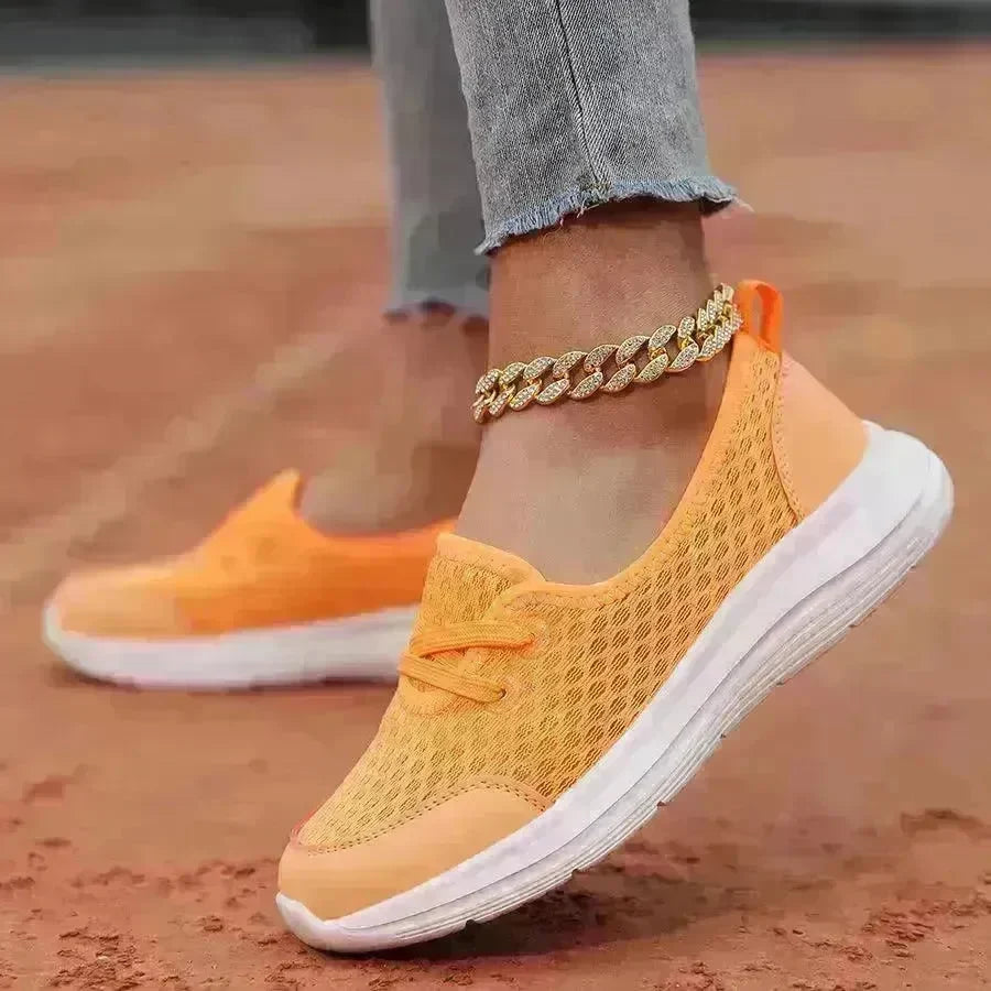Trendy Lace-up Mesh Sneakers Fashion Sports Shoes Women Solid Cozy Flats Shoes sneakers for women - EX-STOCK CANADA