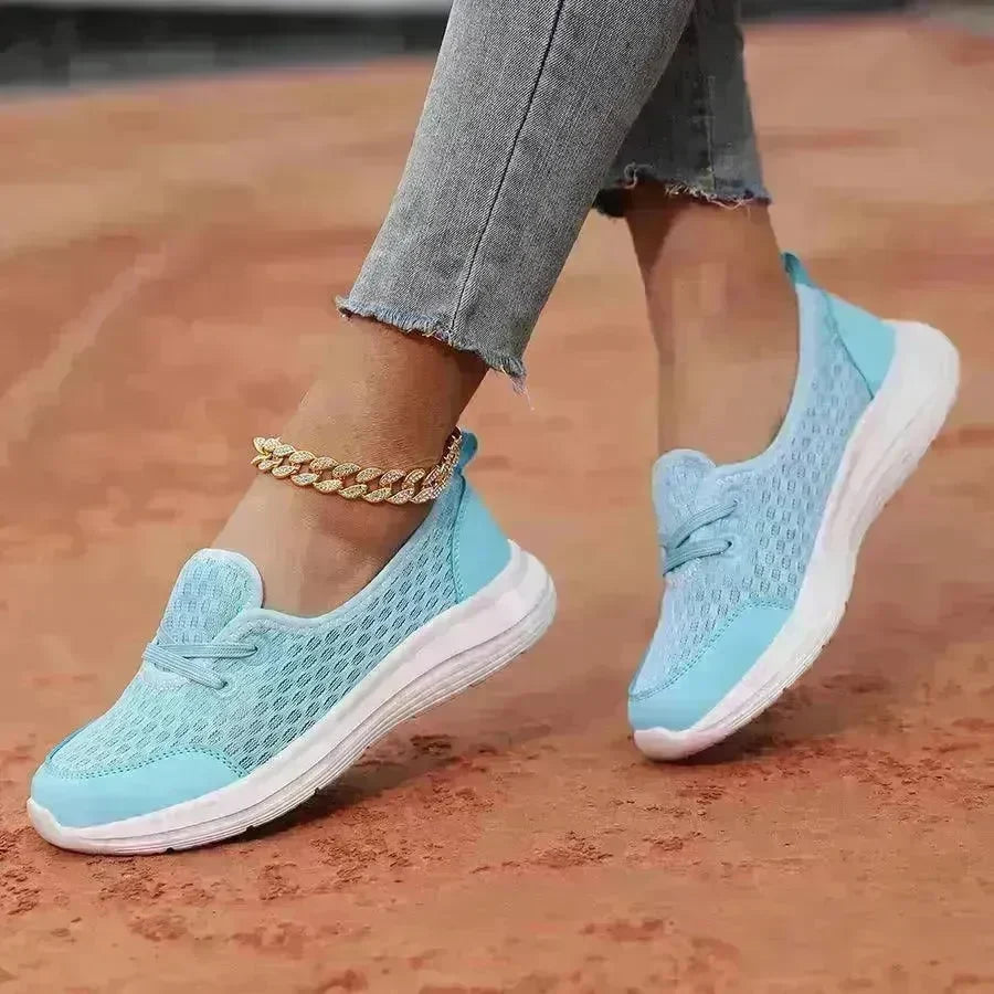 Trendy Lace-up Mesh Sneakers Fashion Sports Shoes Women Solid Cozy Flats Shoes sneakers for women - EX-STOCK CANADA
