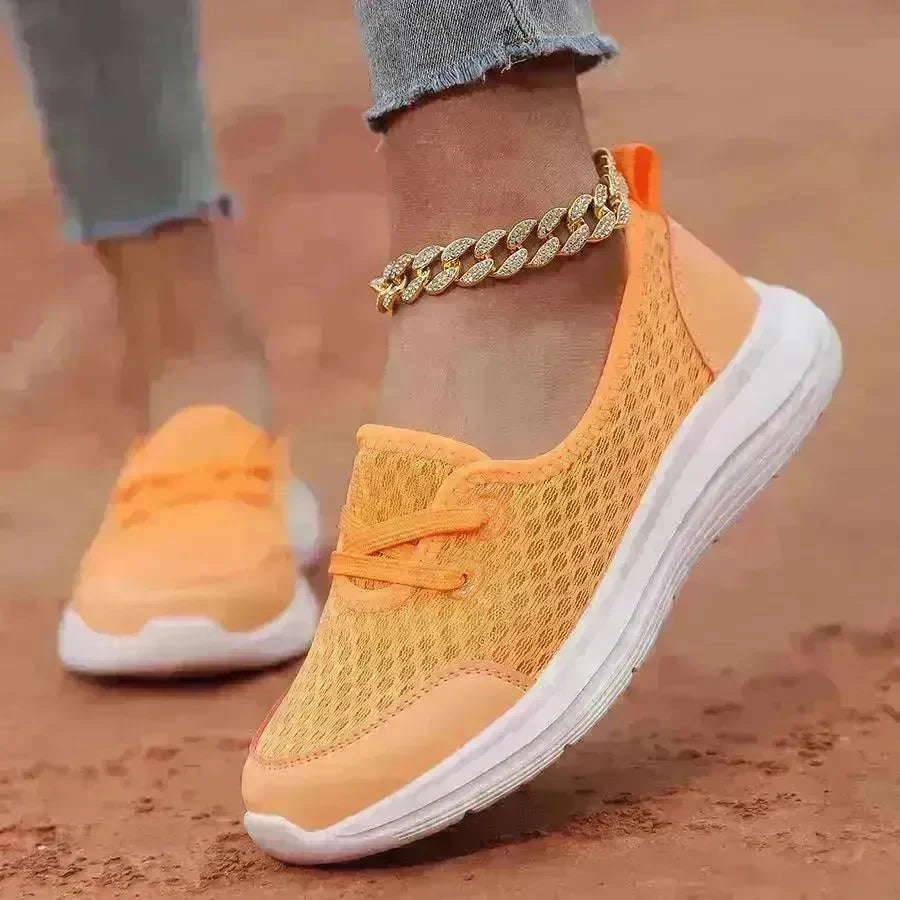 Trendy Lace-up Mesh Sneakers Fashion Sports Shoes Women Solid Cozy Flats Shoes sneakers for women - EX-STOCK CANADA