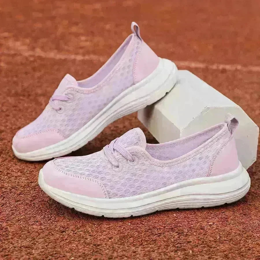 Trendy Lace-up Mesh Sneakers Fashion Sports Shoes Women Solid Cozy Flats Shoes sneakers for women - EX-STOCK CANADA
