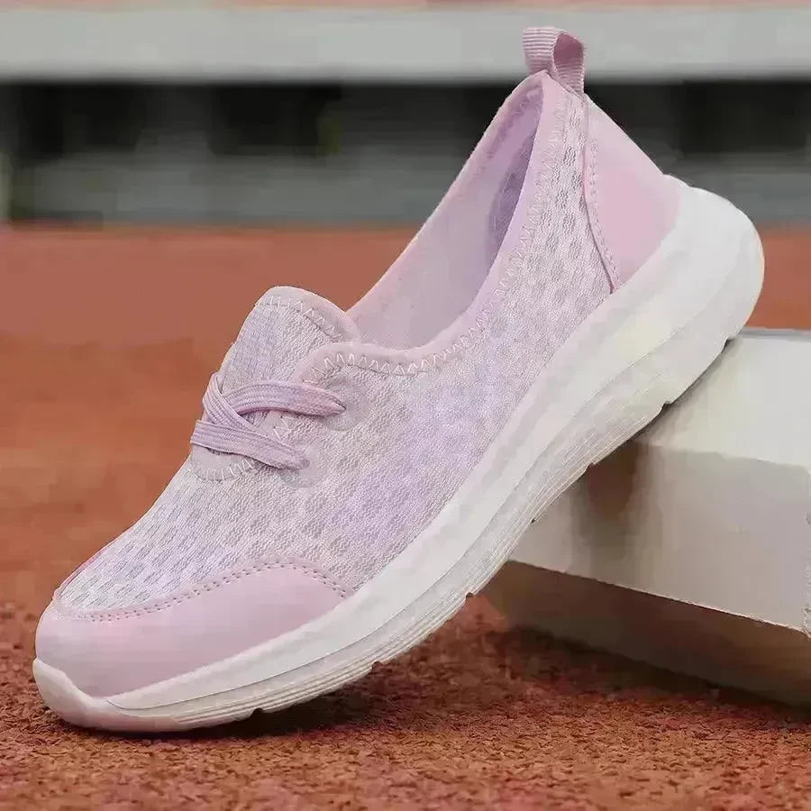 Trendy Lace-up Mesh Sneakers Fashion Sports Shoes Women Solid Cozy Flats Shoes sneakers for women - EX-STOCK CANADA