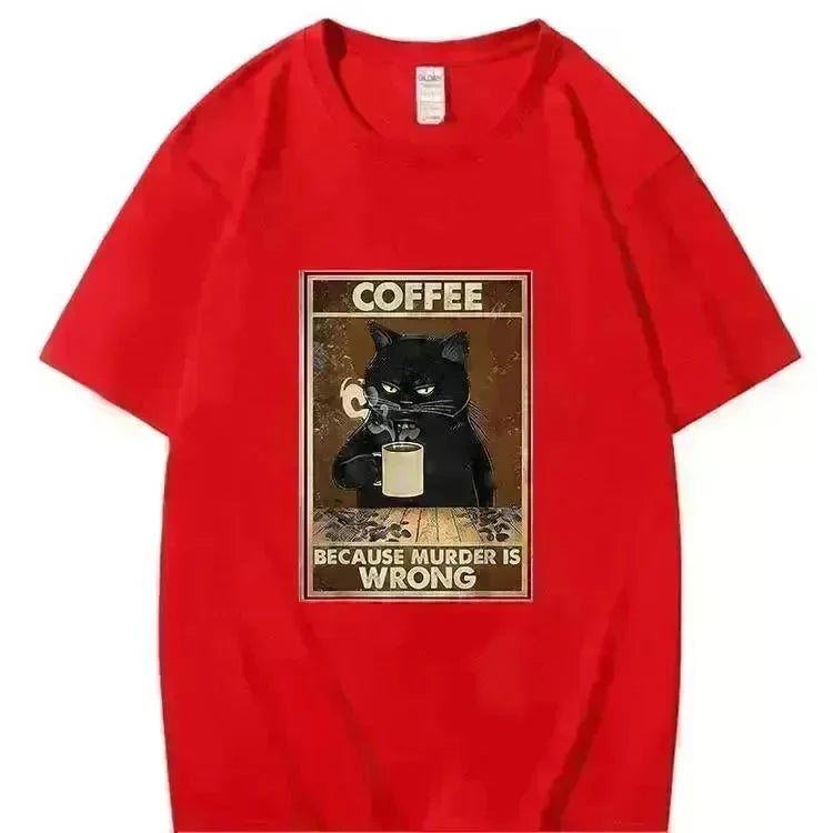 Trendy Short Sleeve Cat Poster Printed Unisex Casual T-shirt - EX-STOCK CANADA
