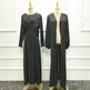 Turkey Dubai Fashion Solid Color Two-piece Set Dress Cardigan Suit - EX-STOCK CANADA
