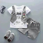 Two-piece Children's Suit With Short Sleeve Shorts And Suspenders Top Shirt - EX-STOCK CANADA