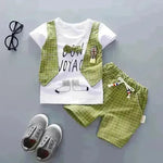 Two-piece Children's Suit With Short Sleeve Shorts And Suspenders Top Shirt - EX-STOCK CANADA