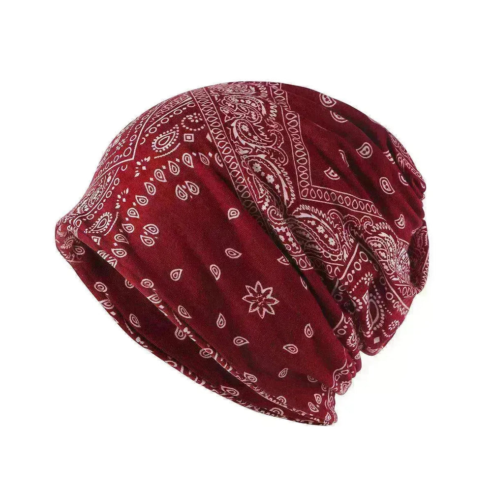 Unisex Autumn Windproof Earmuff Head Cashew Flower Print Pile Hood Hat - EX-STOCK CANADA