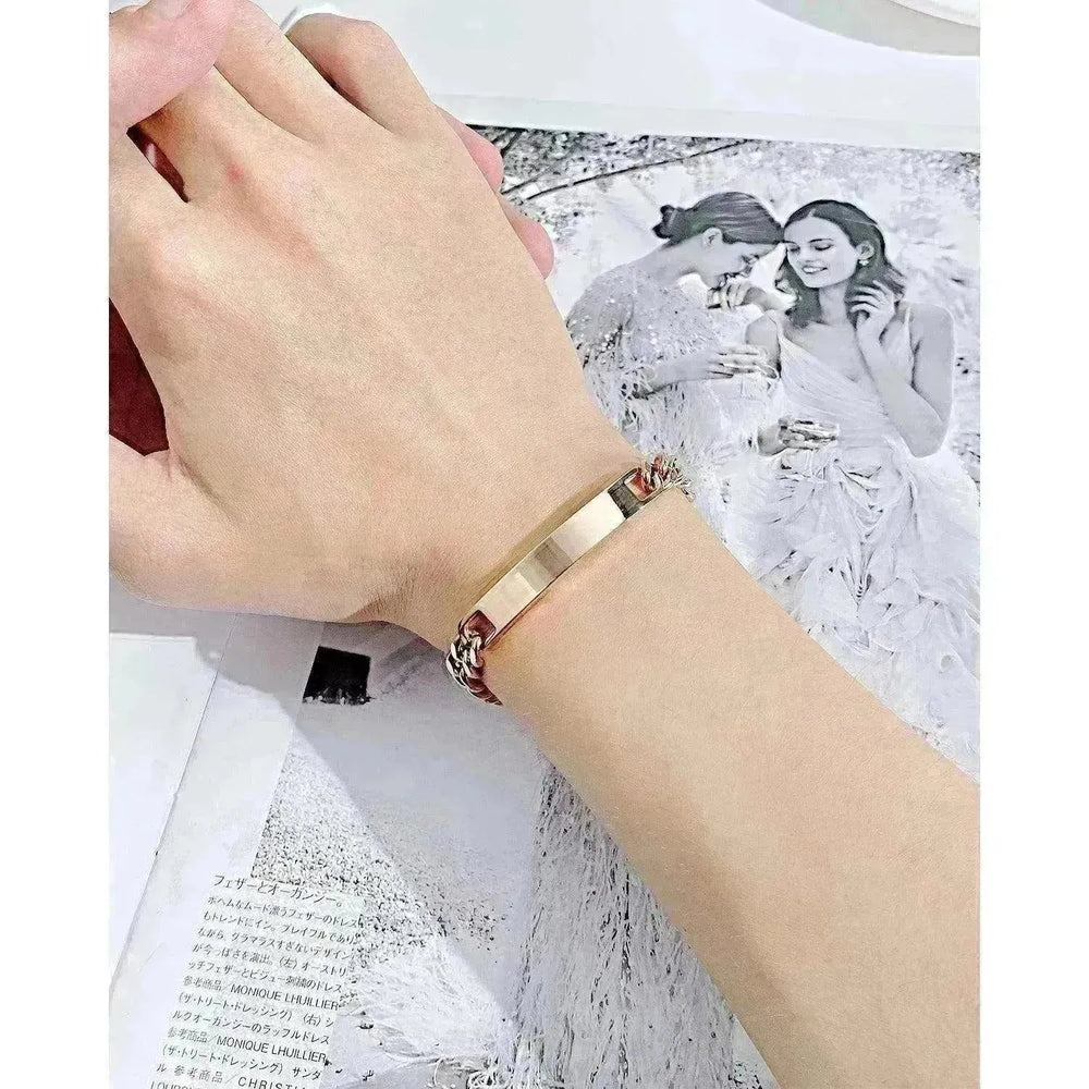 Unisex Titanium Steel Curved Plate Rose Gold Plated Bracelet - EX-STOCK CANADA