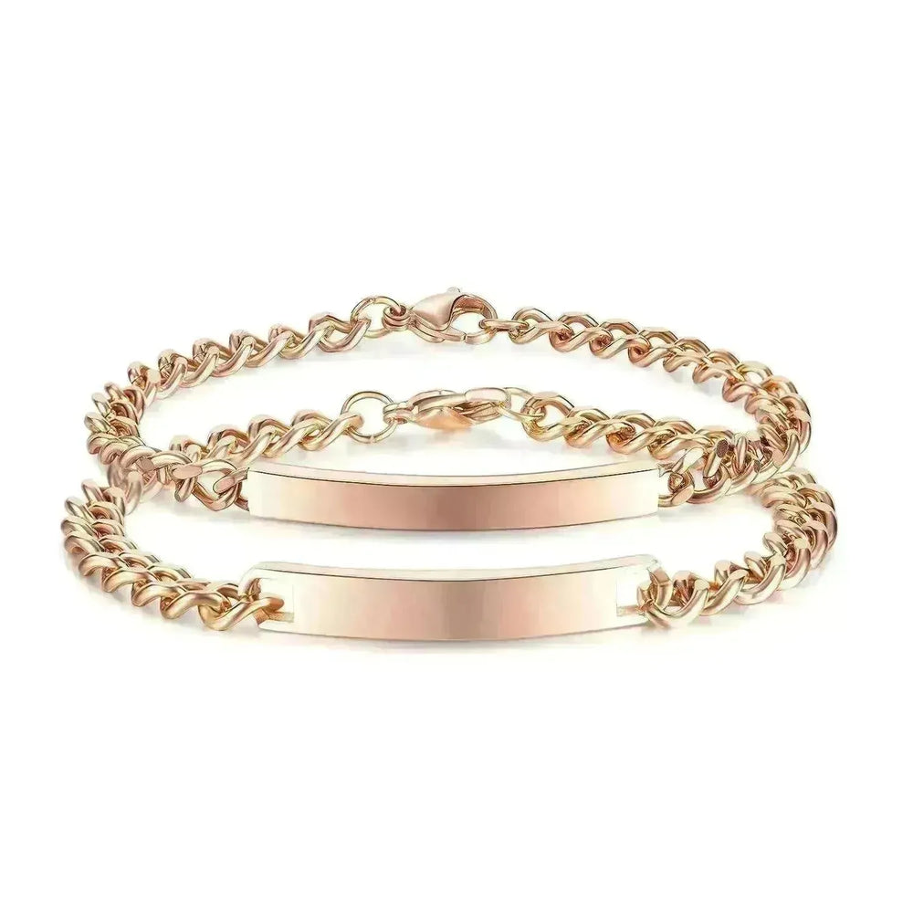 Unisex Titanium Steel Curved Plate Rose Gold Plated Bracelet - EX-STOCK CANADA