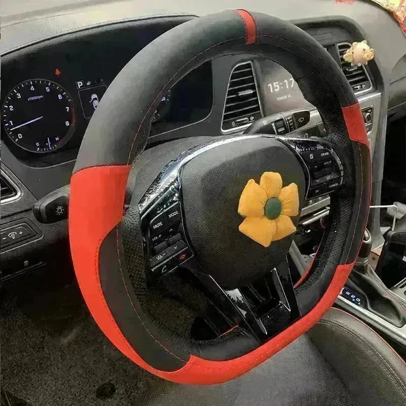 Universal Leather Steering Wheel Cover Suitable for the Four Season. - EX-STOCK CANADA