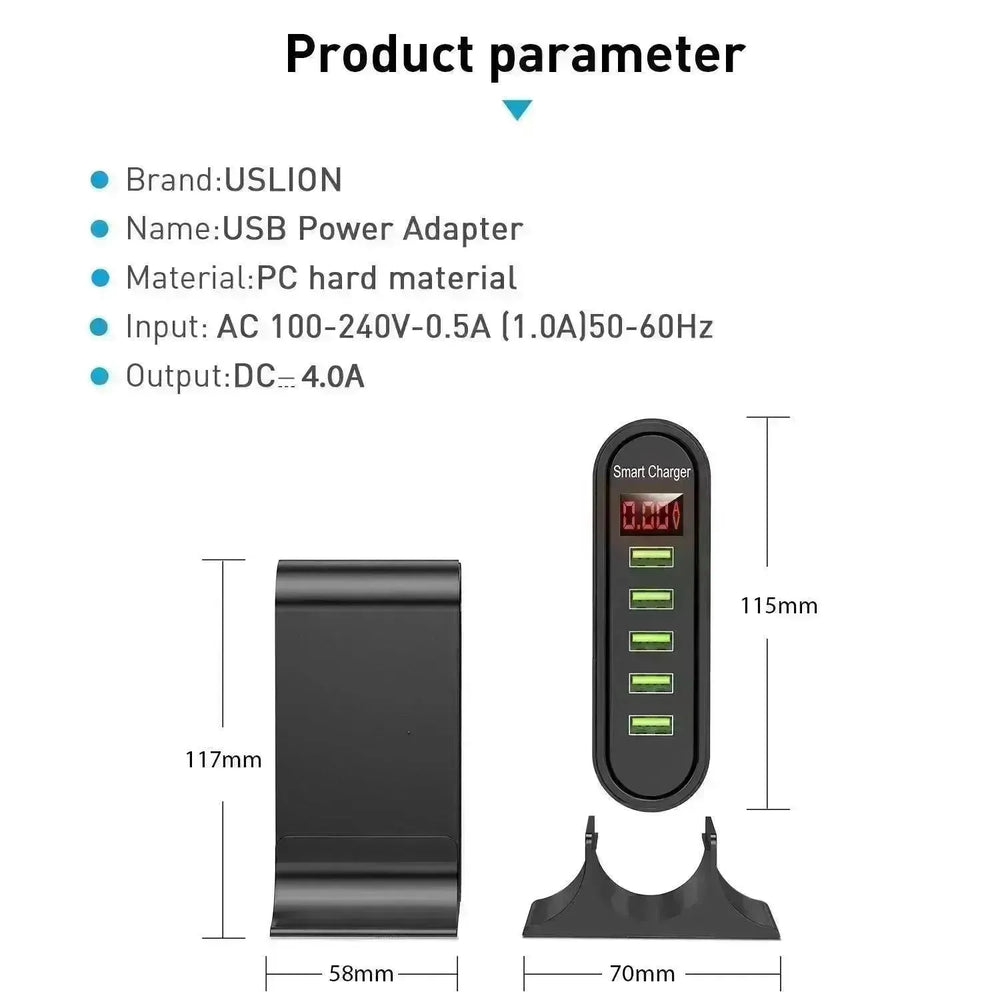 USB five-port smart charger Smart USB Power Adapter - EX-STOCK CANADA